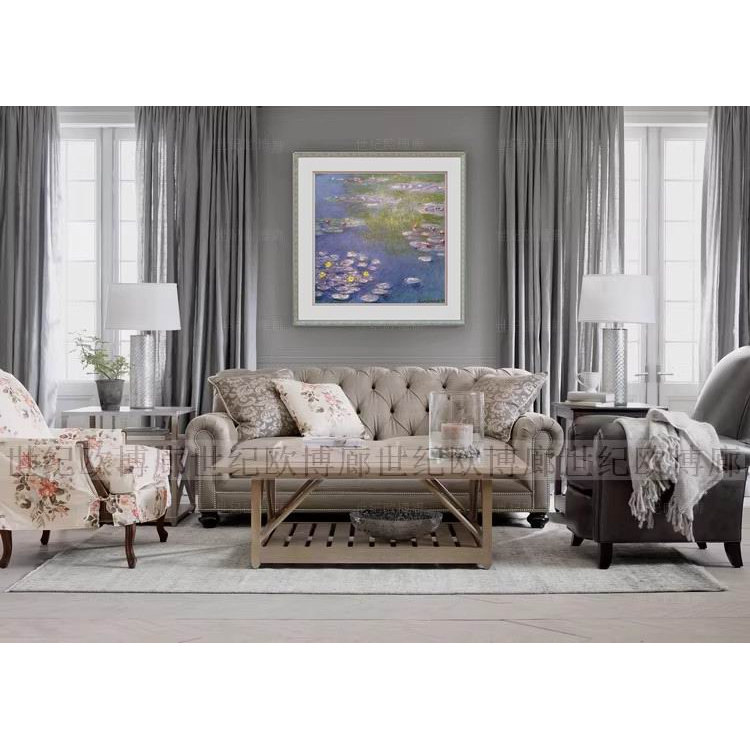 美国进口原版画芯高端实木框装饰画法式简美印象派风格莫奈睡莲