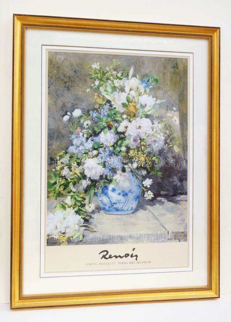 纯进口原版画芯美国克拉斯美式家名著花卉装饰画 雷诺阿 春之花束