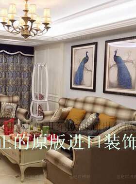法式风蓝色孔雀装饰画