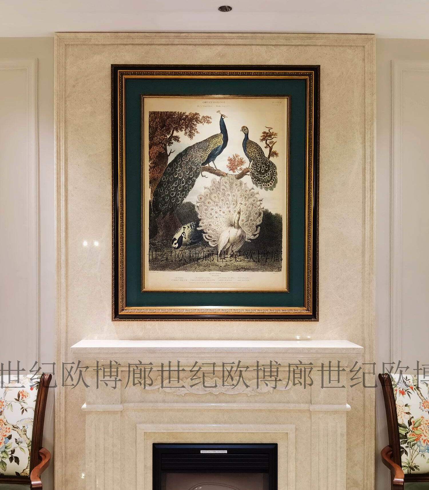 进口美式风孔雀聚会装饰画