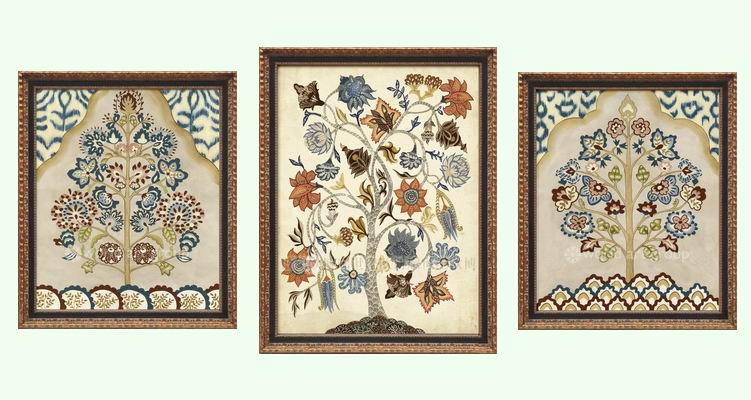 世纪欧博廊进口原版画芯美式客厅卧室 圣经伊甸园生命树装饰画