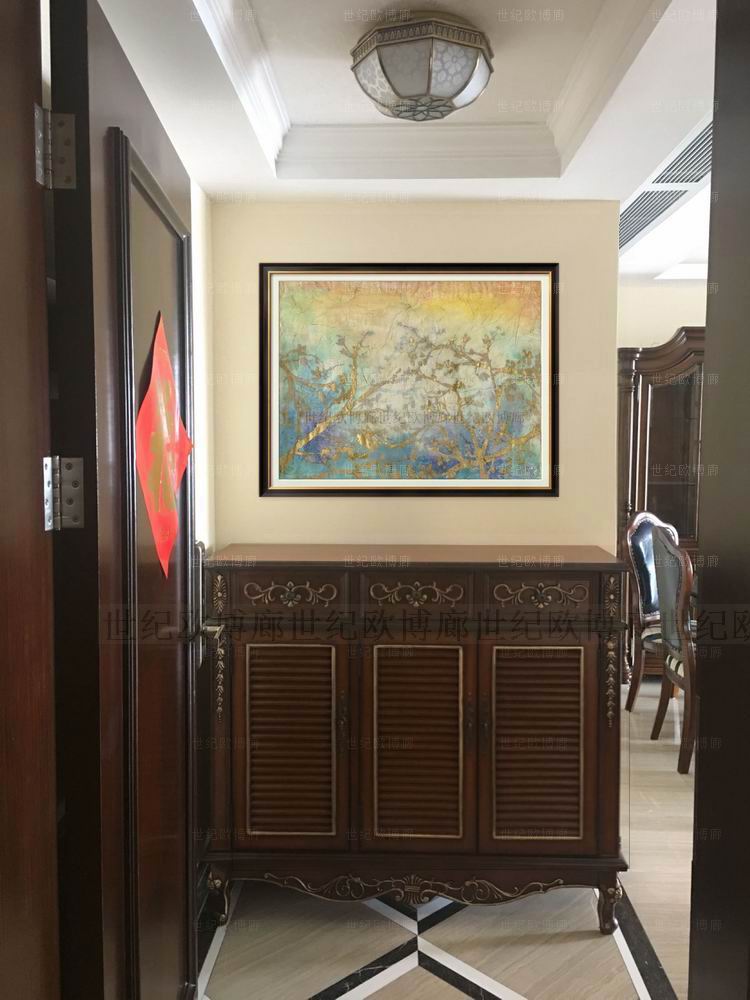 美式风玄关黄金树客厅装饰画