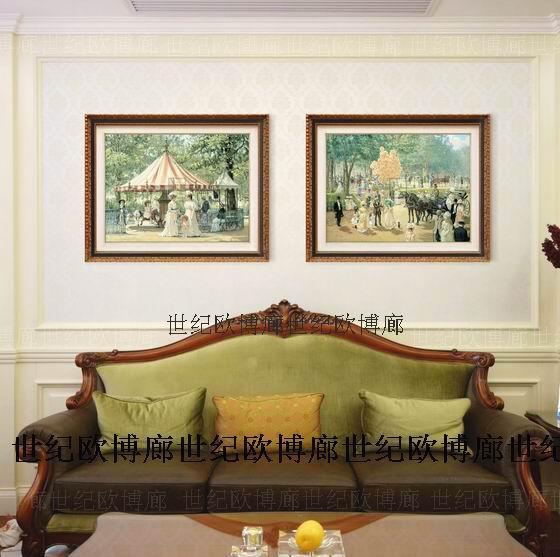 纯进口装饰画法式风格湖边公园