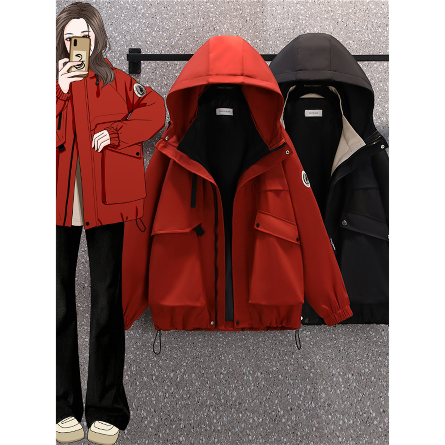 学院风棉服百搭冲锋衣外套