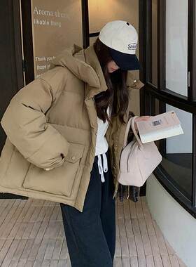 短款百搭连帽棉衣少女203冬季