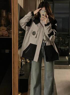 欧洲站工装夹棉外套女秋冬