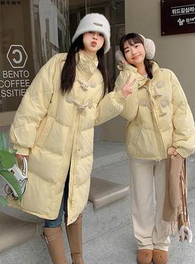 黄色宽松羽绒棉服女冬季加厚
