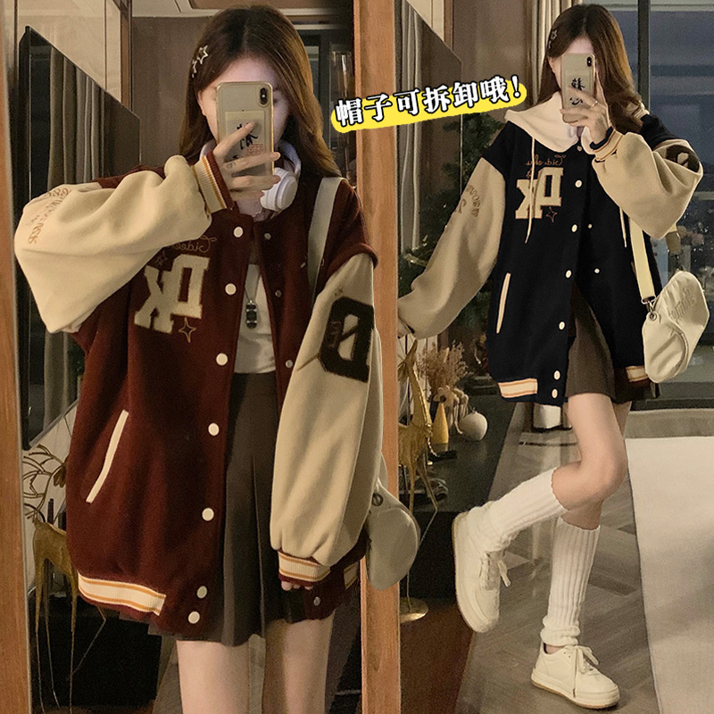 美式复古棒球服少女春秋203新