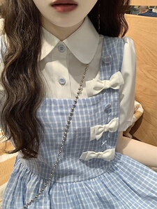 娃娃领甜美少女初恋桔梗长裙气质收腰多巴胺仙女设计感学院连衣裙