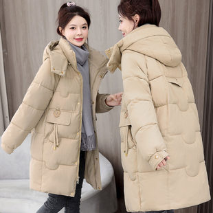 冬新款宽松中长款羽绒棉服少女大童初中高中学生加厚棉袄棉衣外套