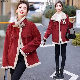 大码女装牛仔外套小个子2025新款秋冬装派克服胖mm显瘦水貂绒棉服