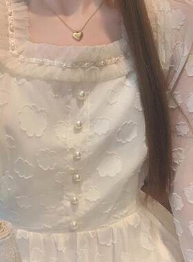 茶歇法式提花连衣裙女秋小