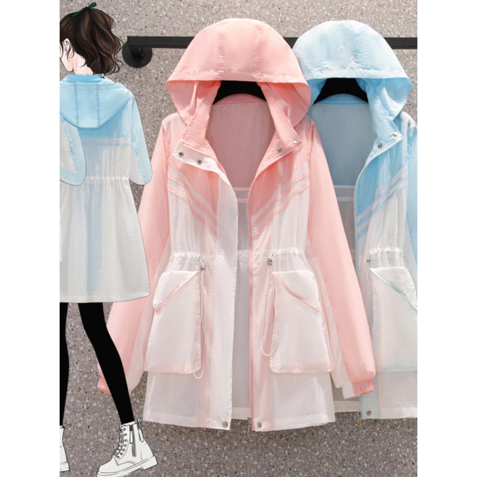 中长款轻薄防晒服女减龄夏季新款港风大码胖MM冰丝旅游防晒衣外套