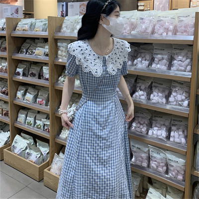 高中女生甜美娃领连衣裙夏