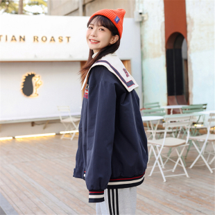 森女日系部落学院风外套女春秋季可爱少女甜美初中高中学生棒球服