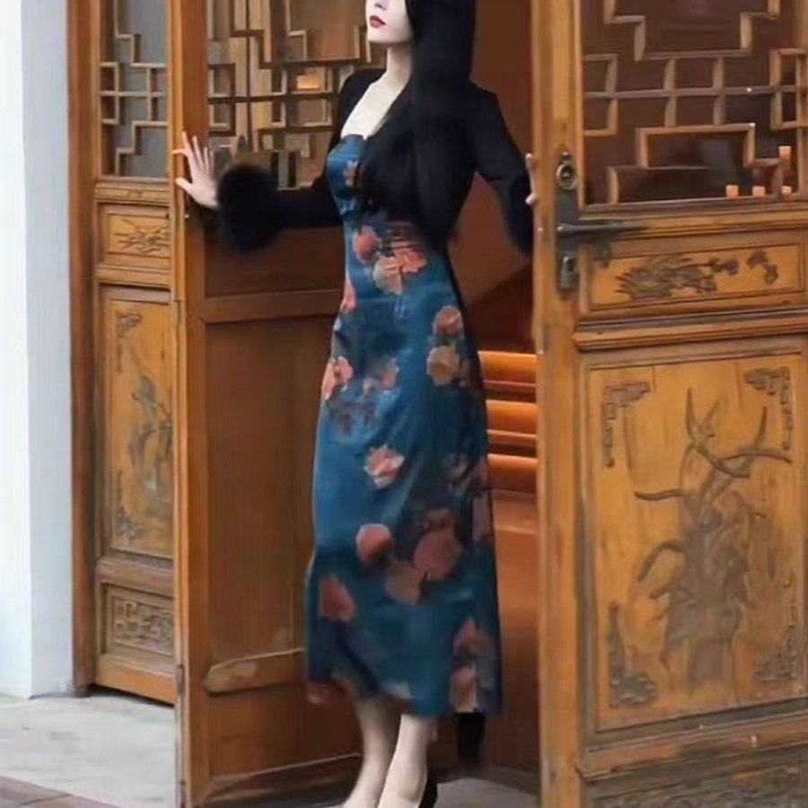 秋冬旗袍坎肩名媛贵妇百搭针织开衫小披肩仿狐狸毛袖短款外套黑色,女装/女士精品,短外套,淘宝优惠券,粉丝福利购,淘宝优惠卷