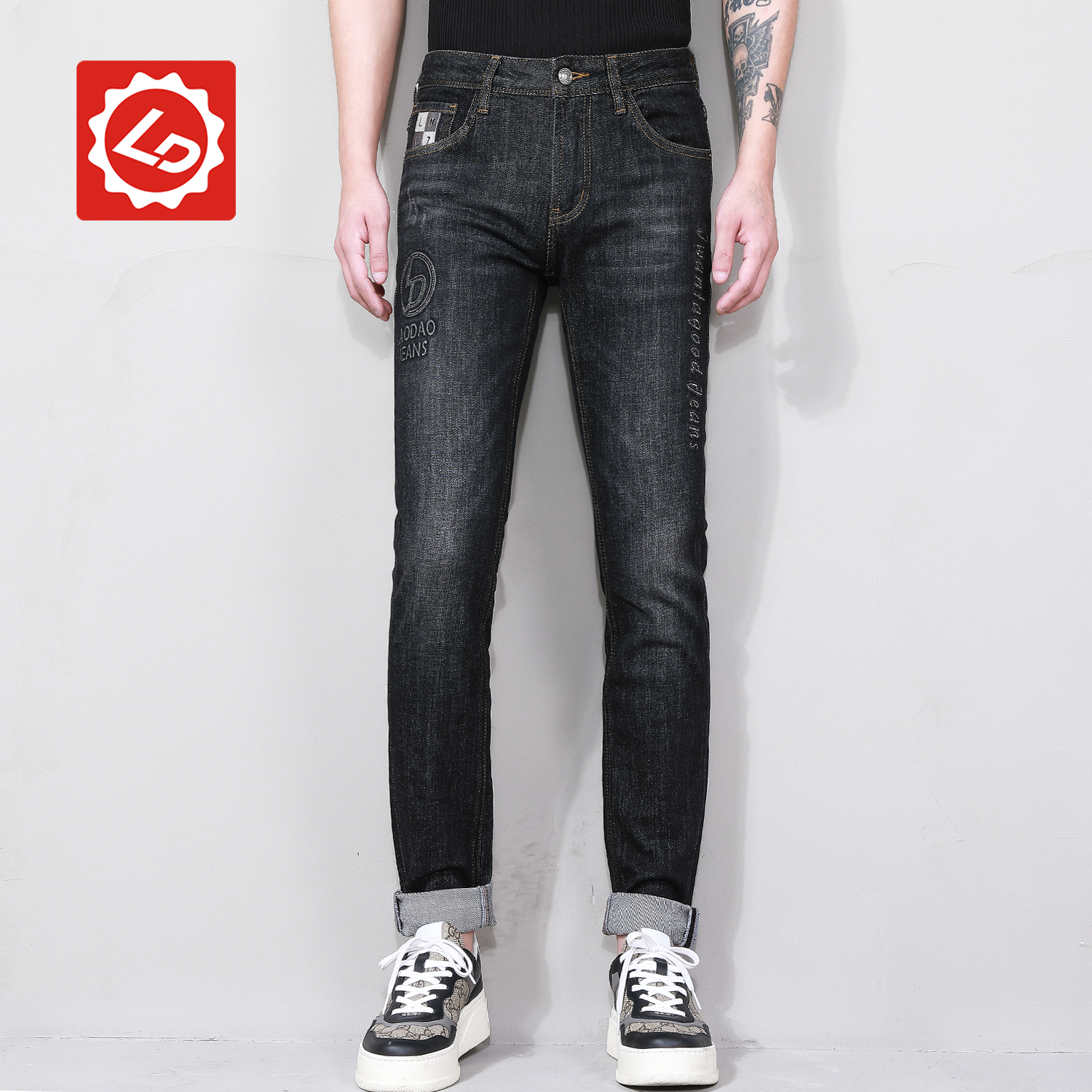 烫钻长裤牛仔裤唠叨牛仔拉链