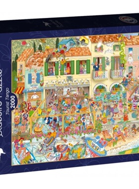 新品 法国Bluebird蓝鸟进口益智卡通拼图90781疯狂海滨度假2000片