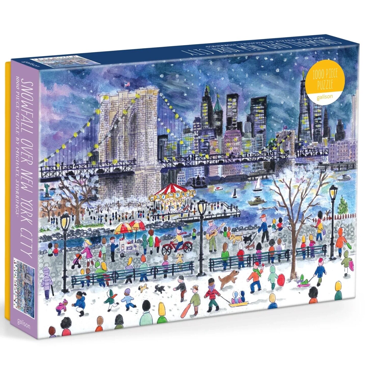 正品包邮美国Galison进口成人益智拼图1000片纽约雪季 雪夜86112