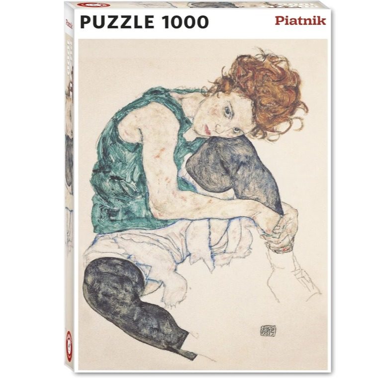 新款 奥地利Piatnik进口益智名画拼图 坐抬膝盖的女人1000片席勒