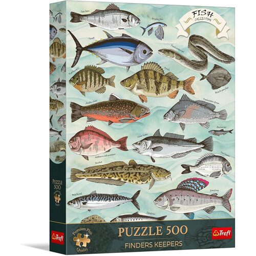 新品包邮 trefl欧洲进口成人益智拼图37609复古海洋鱼类图鉴500片