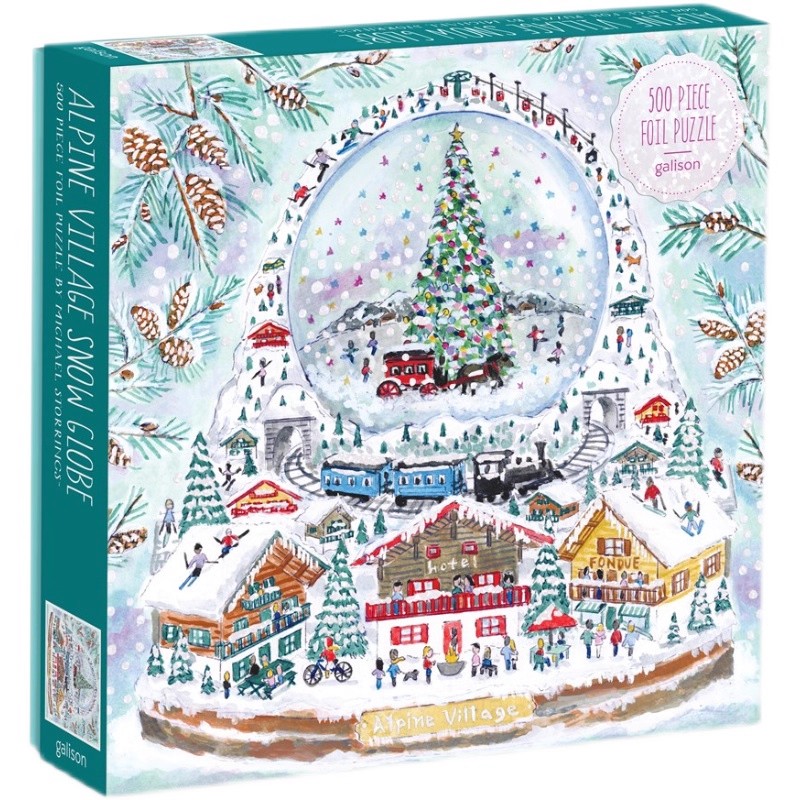 正品保真 美国Galison进口拼图78704阿尔卑斯山圣诞雪球500片铝箔