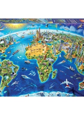 现货包邮 西班牙EDUCA进口益智拼图19036世界地标地图1000片迷你