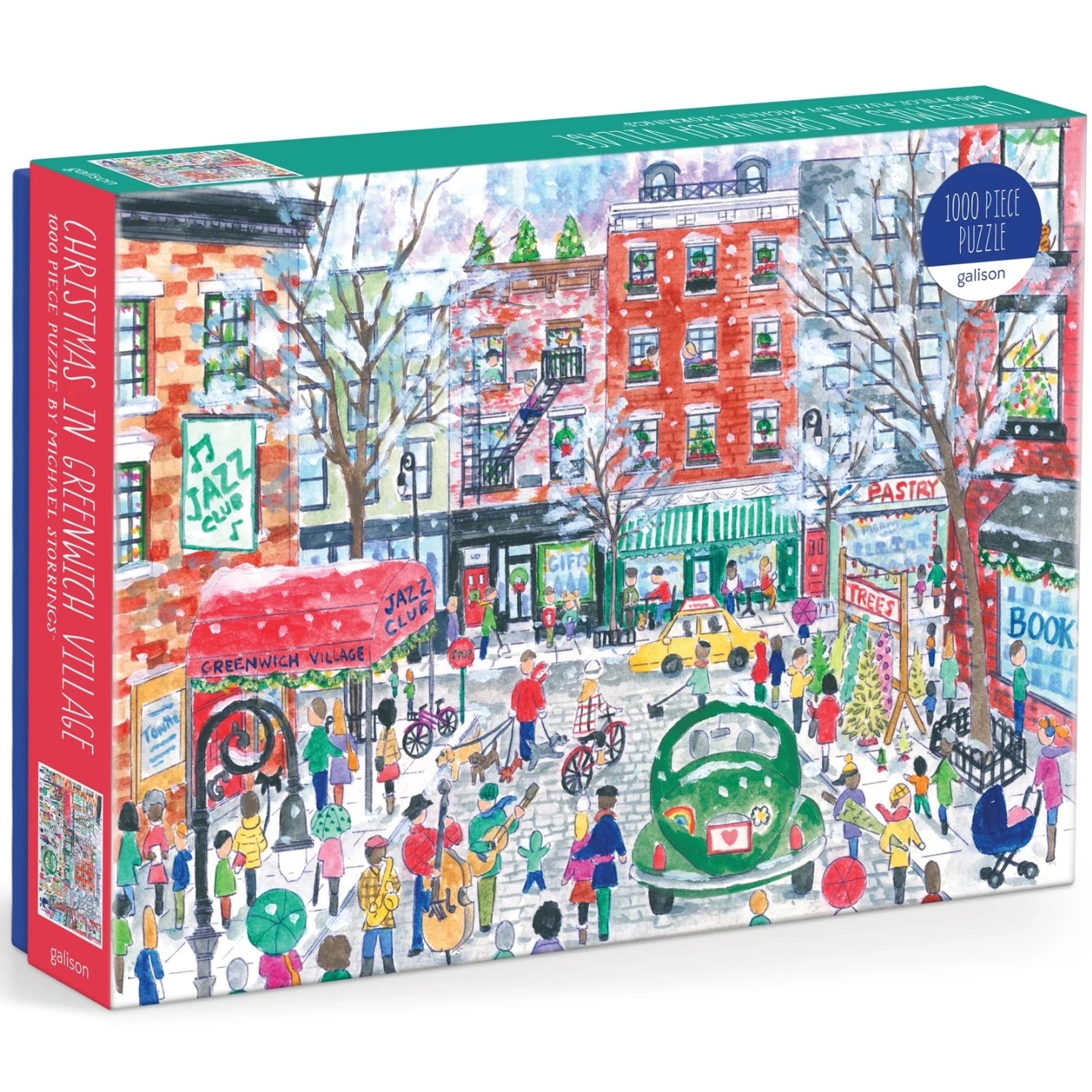 正品包邮美国Galison进口益智拼图1000片格林威治圣诞节小镇86099