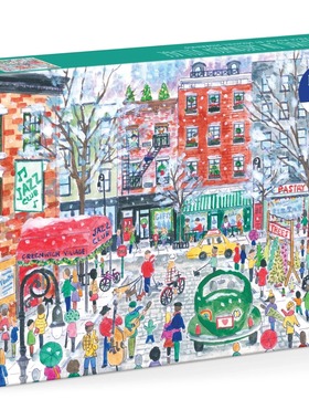 正品包邮美国Galison进口益智拼图1000片格林威治圣诞节小镇86099
