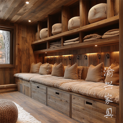 定制阳台柜侘寂风实木玄关柜