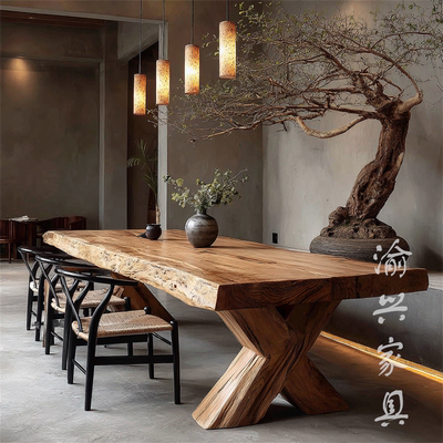 侘寂风实木大板桌餐桌茶桌源兴堂