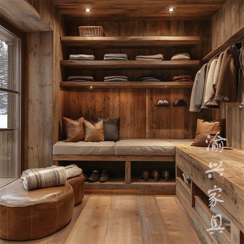 侘寂风家具实木衣柜 自由组合衣柜别墅家用卧室衣柜 全屋定制衣柜