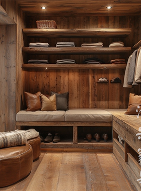 侘寂风家具实木衣柜 自由组合衣柜别墅家用卧室衣柜 全屋定制衣柜