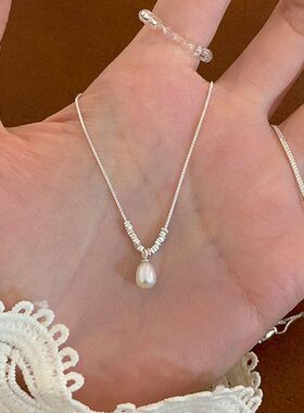 时尚珍珠温柔轻奢小众银子碎链精致女高级气质设计感项链锁骨批发