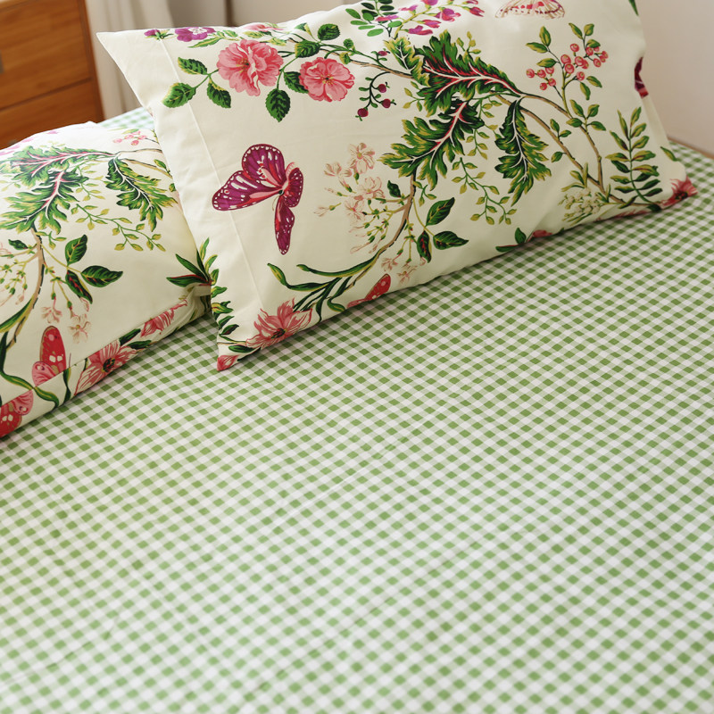 纯棉小清新格子老粗布床单全棉加厚加密粗布凉席宿舍1.5/1.8/2m床