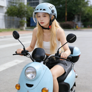 夏季A类新国标3c超轻便透气头盔摩托电动瓶车男女认证安全不压头