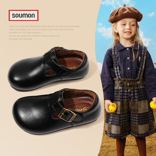 真皮女童皮鞋2025春秋新款儿童鞋公主鞋英伦风女孩单鞋勃肯鞋软底