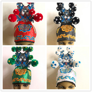 京剧戏剧头盔软扎巾武生武将包公帽子扎金板帽尾刺绣戏曲头饰