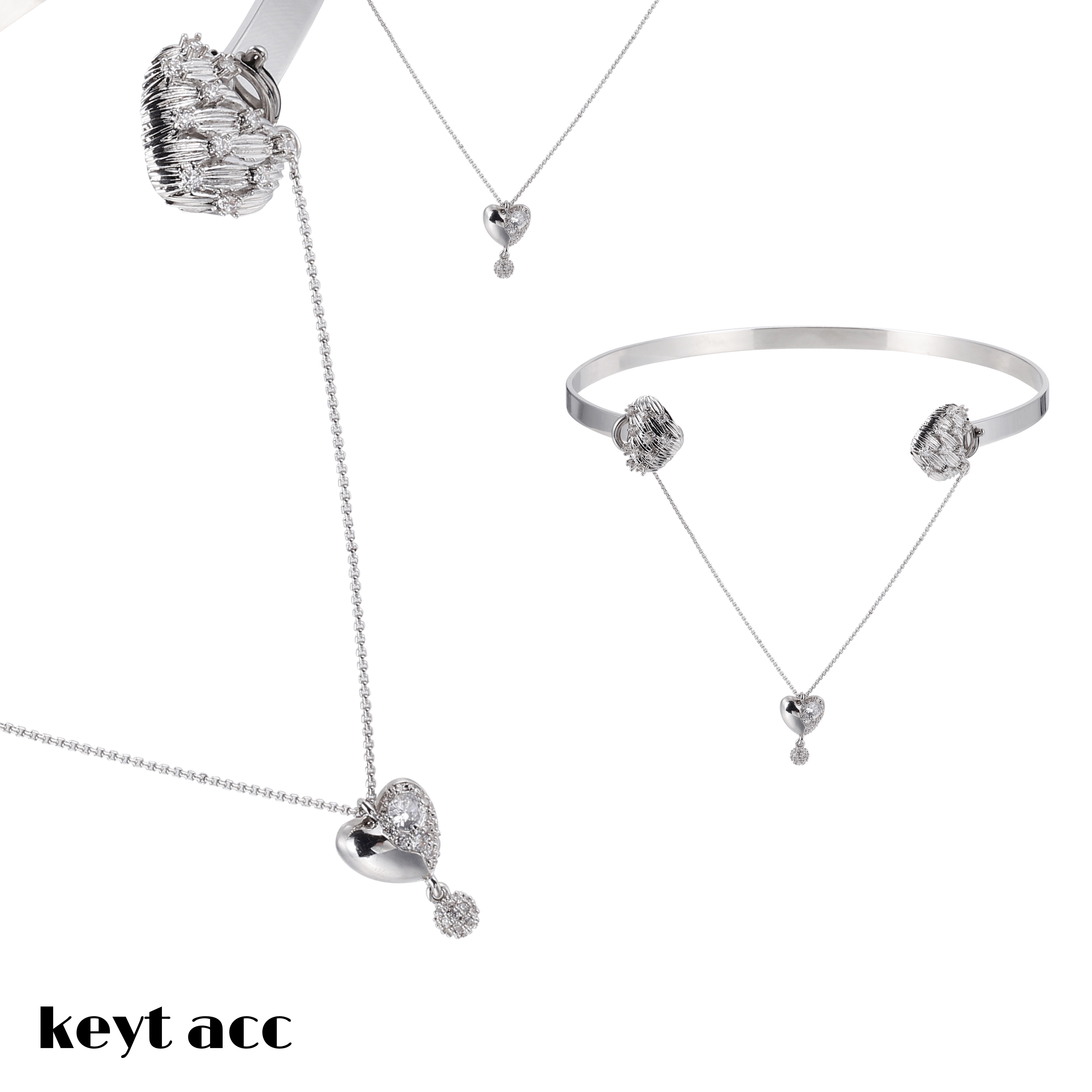 锆石爱心吊坠深V项链吸睛