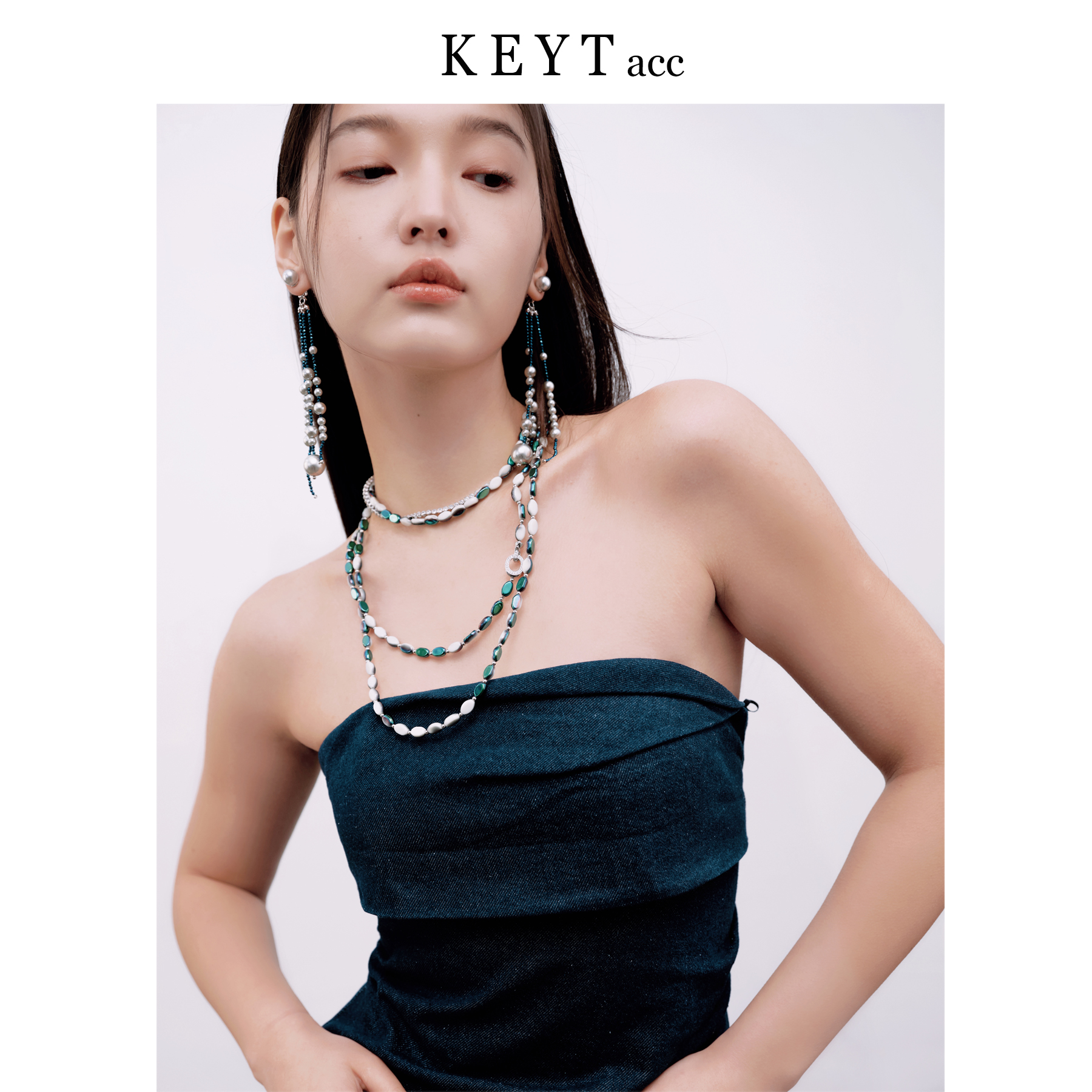 keytacc原创设计蓝藻银河时尚气质叠戴长休闲简约项链