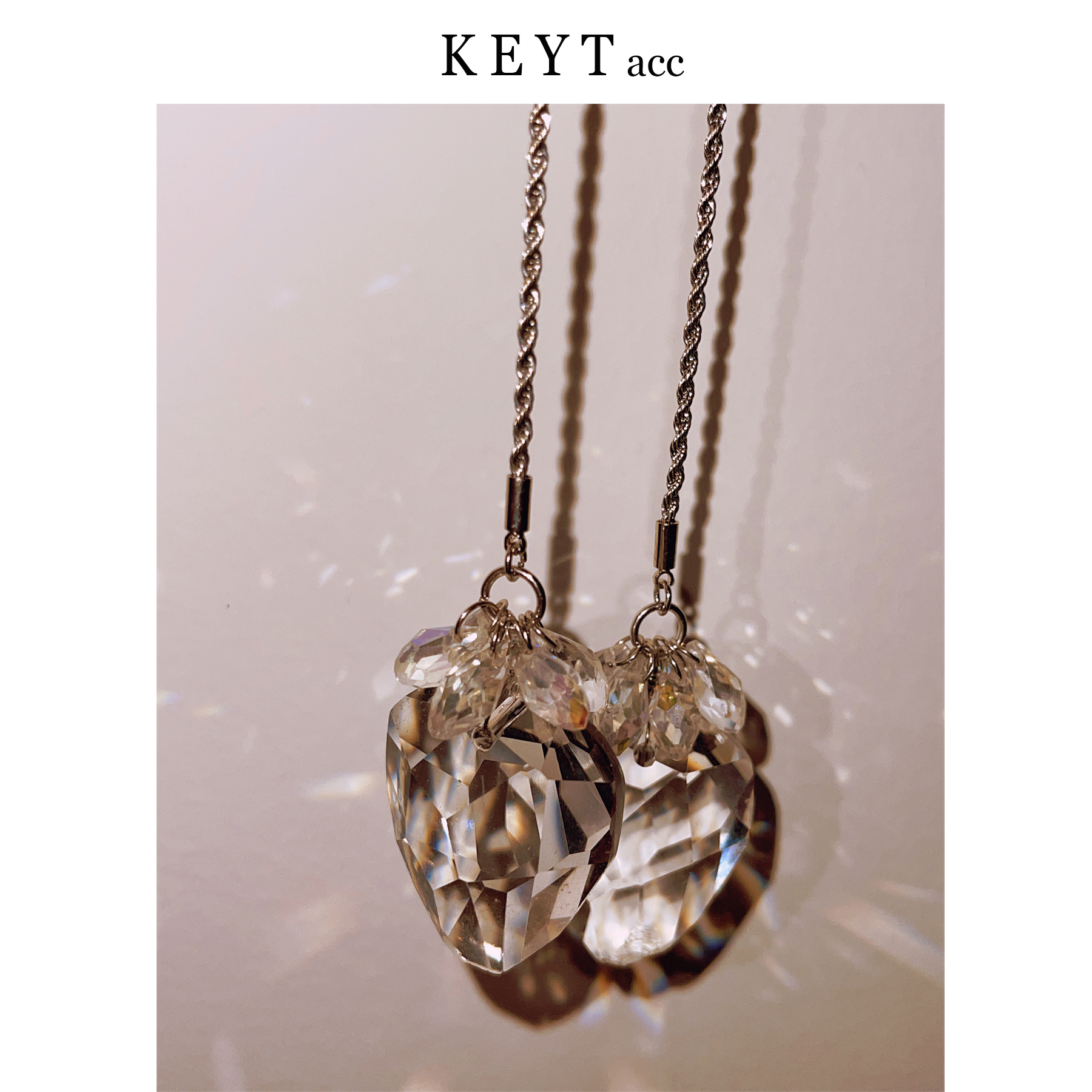 透明草莓剔透感长款吊坠项链