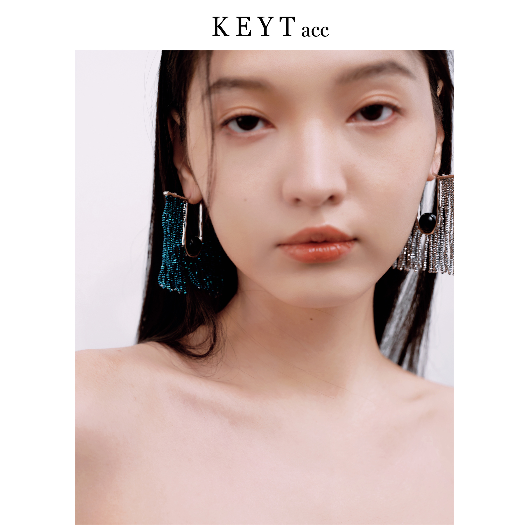 keytacc设计师款蓝色流苏耳饰
