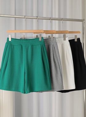 夏日清凉穿搭超舒服休闲松紧平腰褶皱中裤 LIVAS网眼空气层五分裤