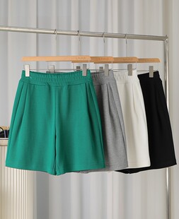 夏日清凉穿搭超舒服休闲松紧平腰褶皱中裤 LIVAS网眼空气层五分裤