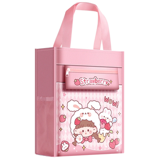 补习袋学生手提袋小学生用女童拎书袋男孩书包文件袋帆布美术袋补习班学习作业试卷袋收纳袋儿童补课包拉链式