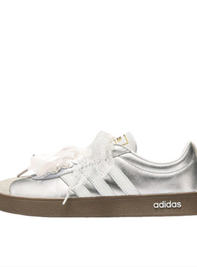 【定制球鞋】adidas neo VL Court 2.0 蕾丝百搭板鞋男女同款银白