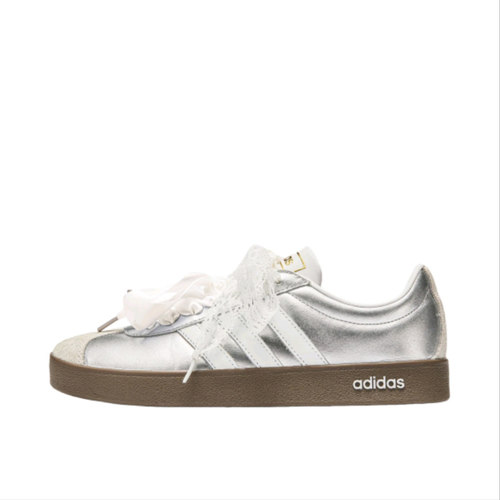 【定制球鞋】adidas neo VL Court 2.0 蕾丝百搭板鞋男女同款银白