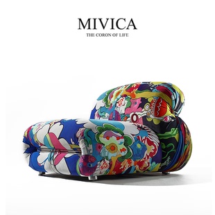 MIVICA涂鸦彩绘纪念版钢牙沙发椅意式河马复古懒人休闲椅W7