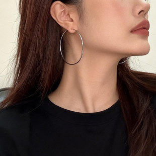 通体S925纯银素圈耳环圈圈简约百搭高级感圆圈耳饰女极细圆环耳圈