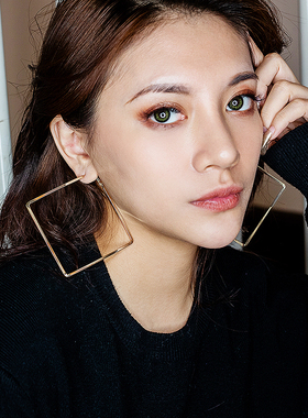 菱形耳饰方形大耳环女时尚欧美夸张耳饰耳环女气质个性李莎拉耳圈